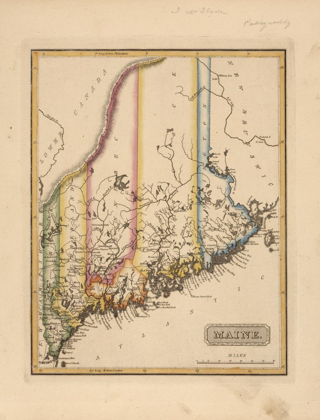 This old map of Maine from a New and Elegant General Atlas, Containing Maps of Each of the United States  from 1817 was created by Henry Schenck Tanner in 1817