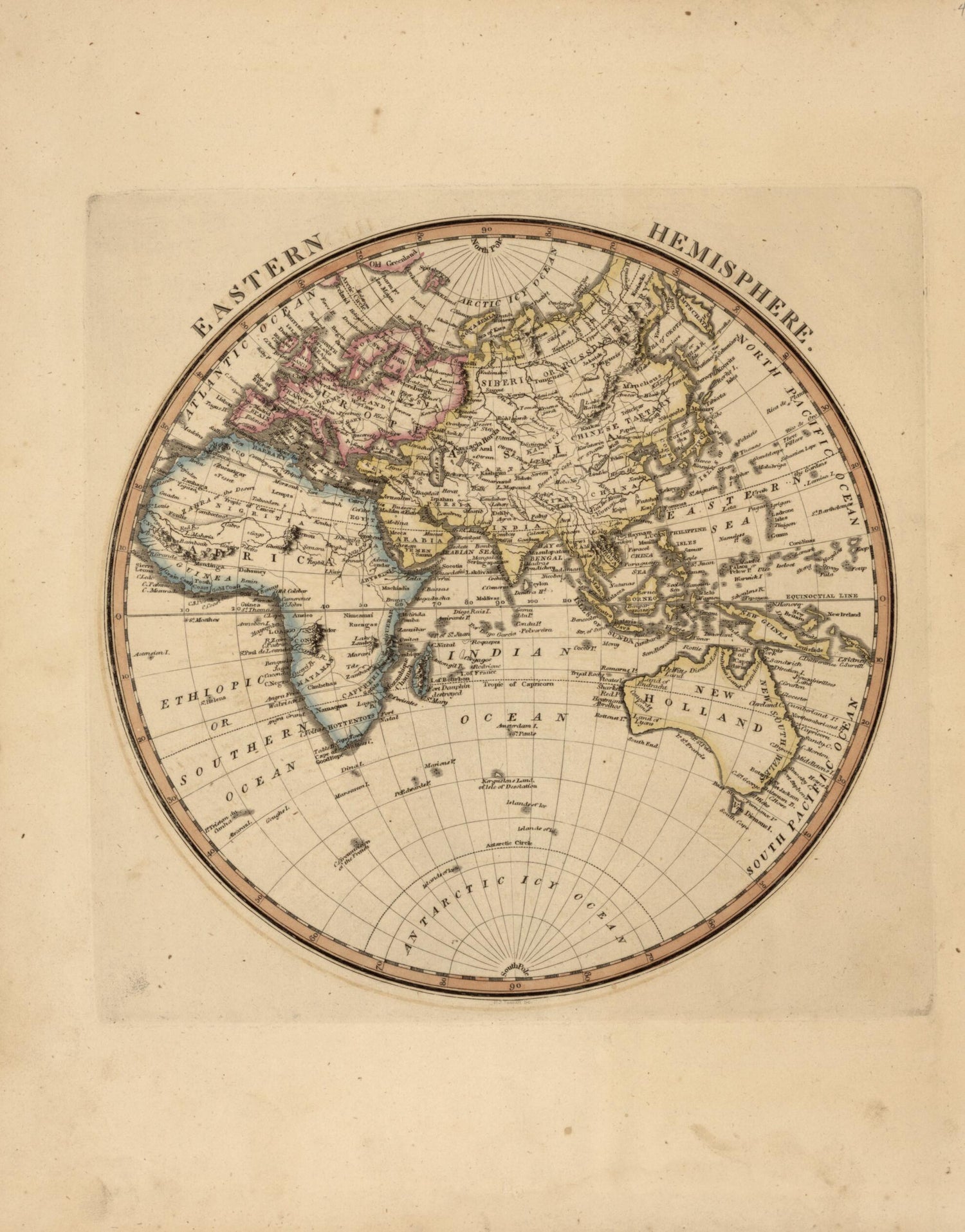 This old map of Eastern Hemisphere from a New and Elegant General Atlas, Containing Maps of Each of the United States  from 1817 was created by Henry Schenck Tanner in 1817