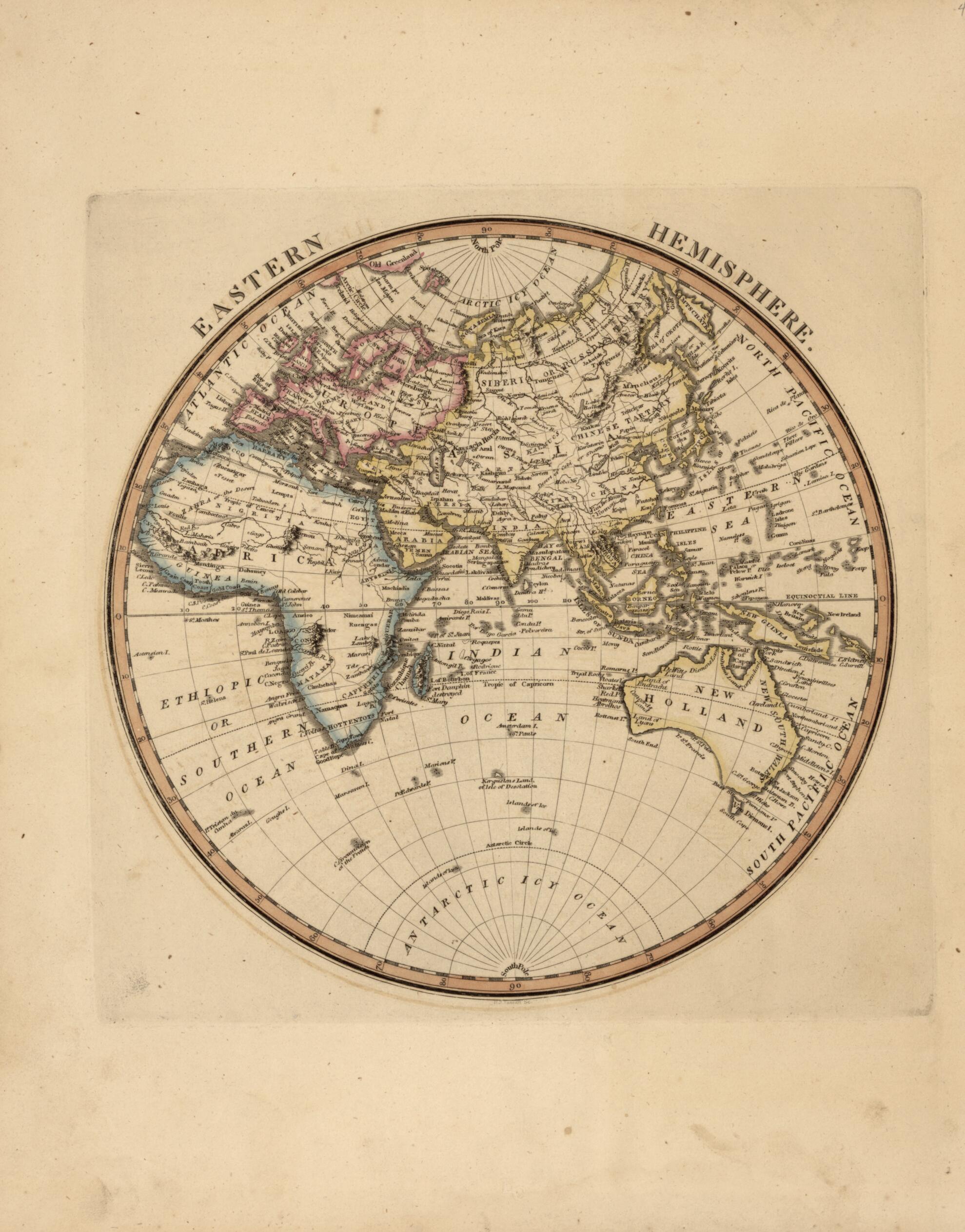 This old map of Eastern Hemisphere from a New and Elegant General Atlas, Containing Maps of Each of the United States  from 1817 was created by Henry Schenck Tanner in 1817