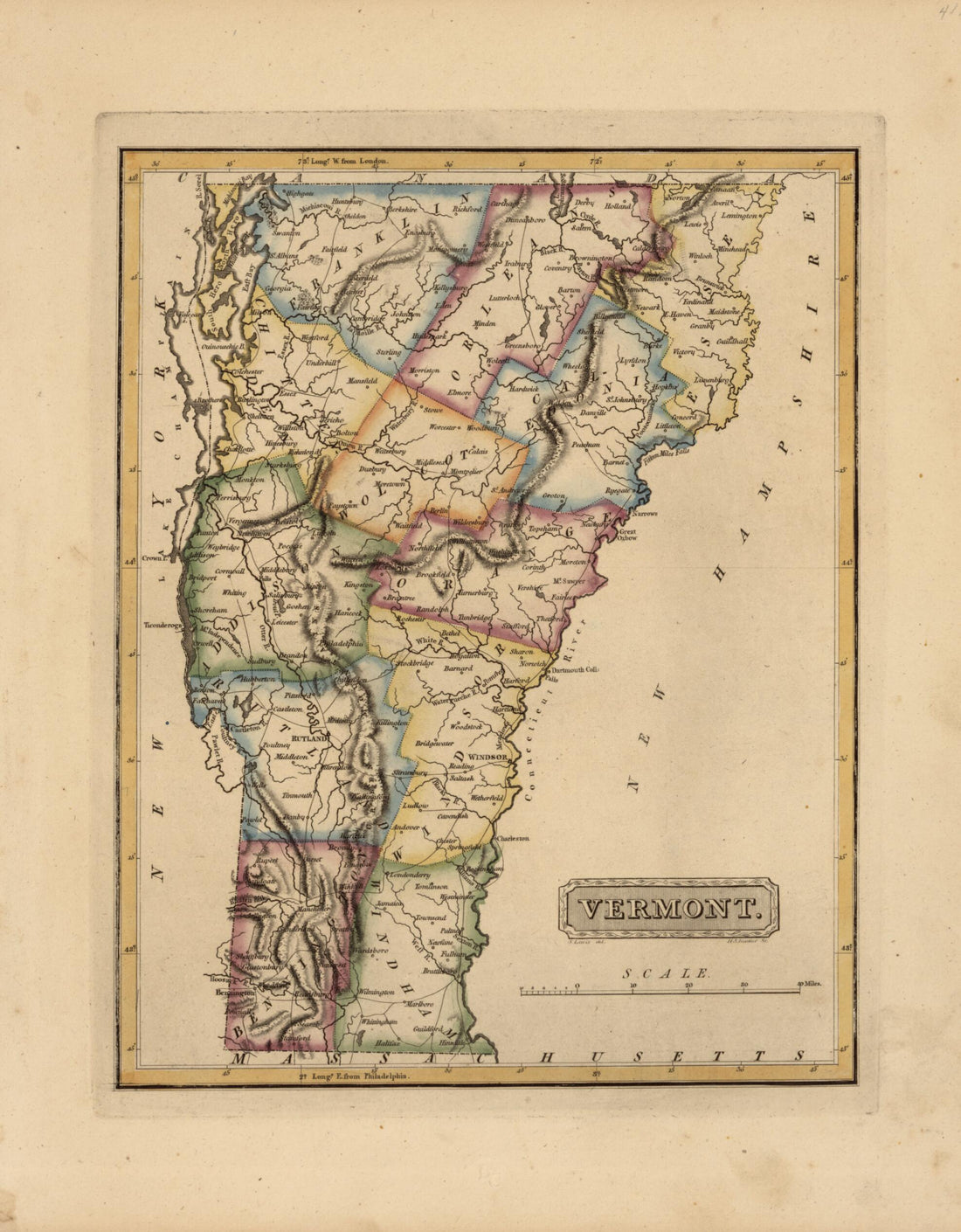 This old map of Vermont from a New and Elegant General Atlas, Containing Maps of Each of the United States  from 1817 was created by Henry Schenck Tanner in 1817