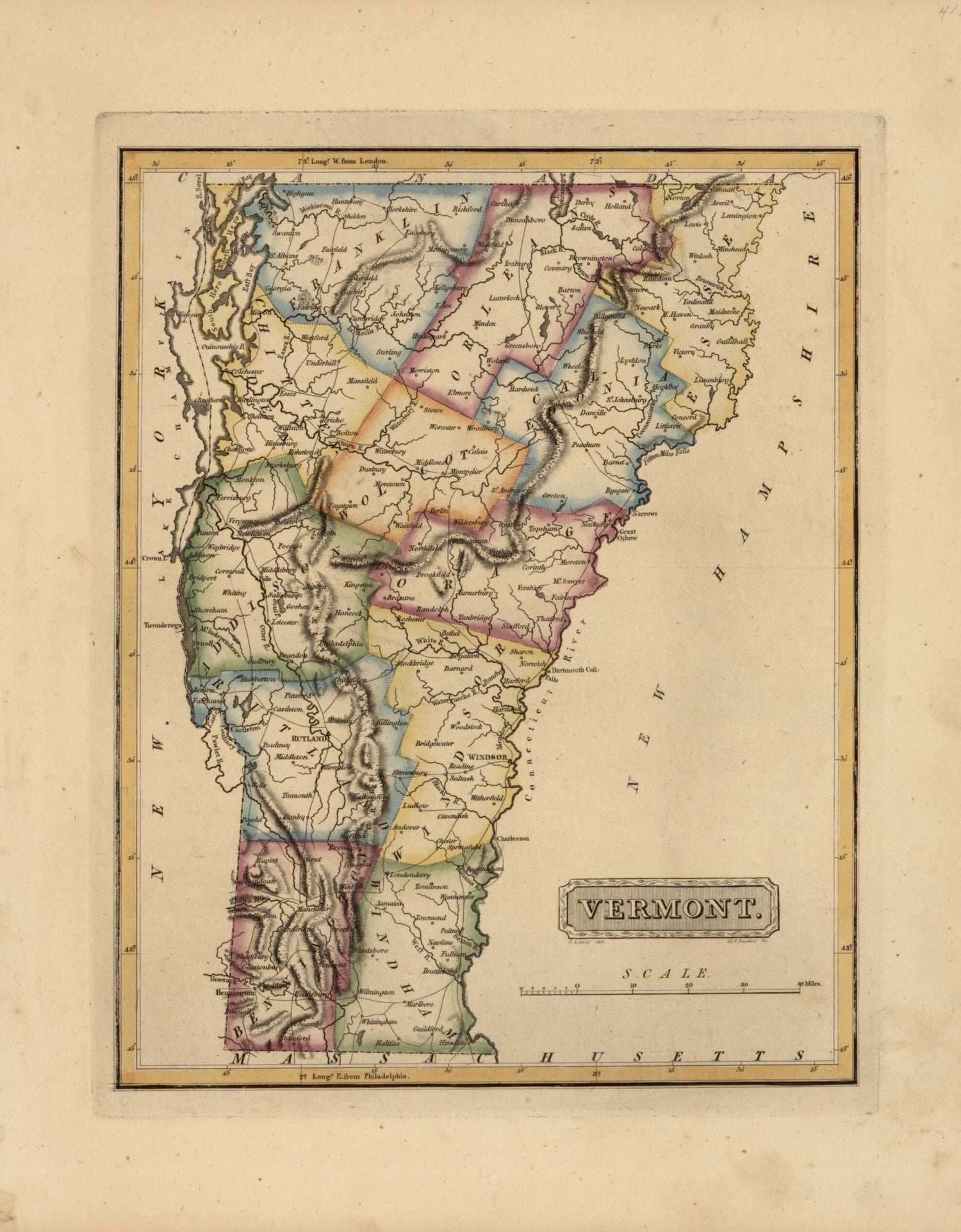 This old map of Vermont from a New and Elegant General Atlas, Containing Maps of Each of the United States. from 1817 was created by Henry Schenck Tanner in 1817