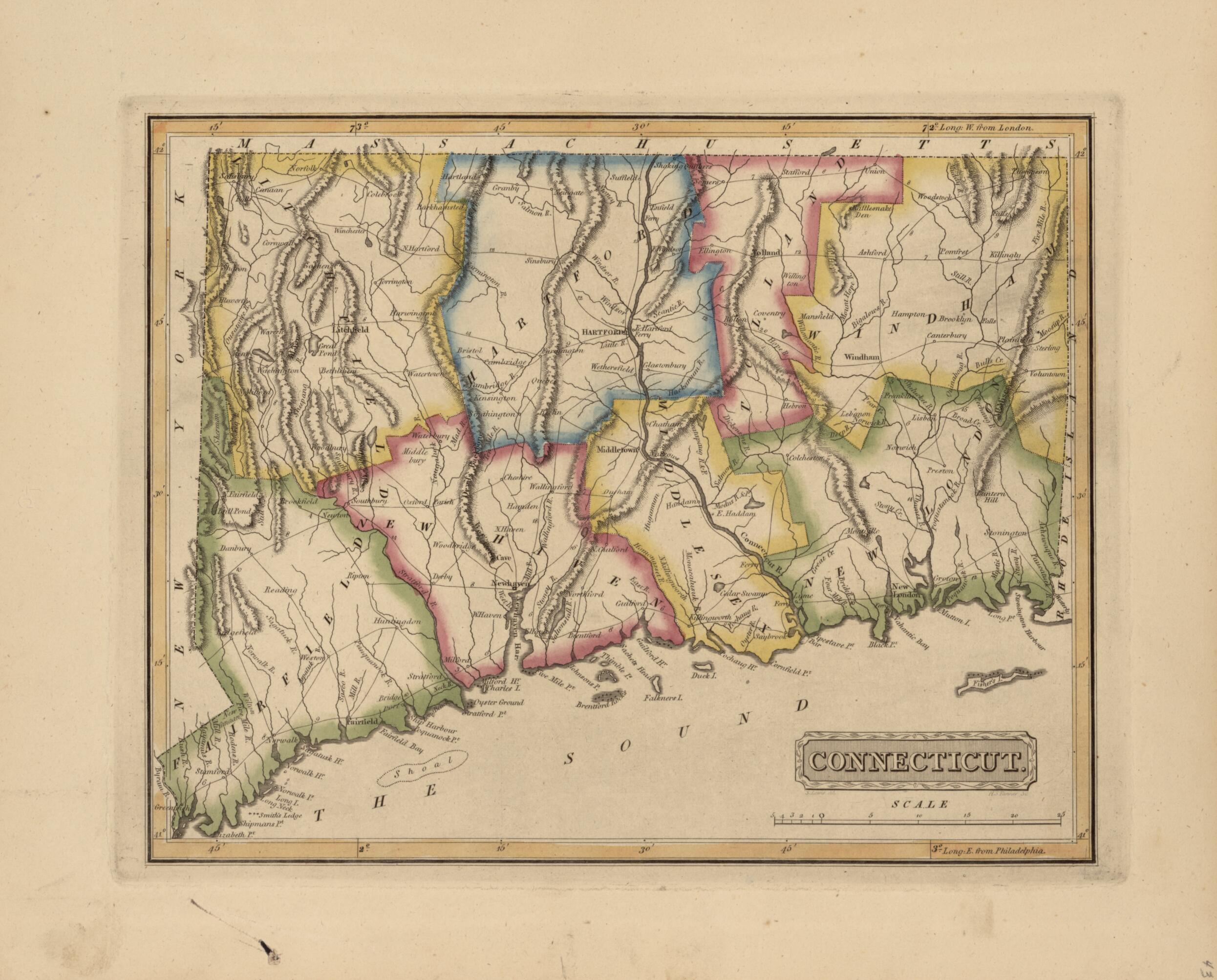 This old map of Connecticut from a New and Elegant General Atlas, Containing Maps of Each of the United States. from 1817 was created by Henry Schenck Tanner in 1817