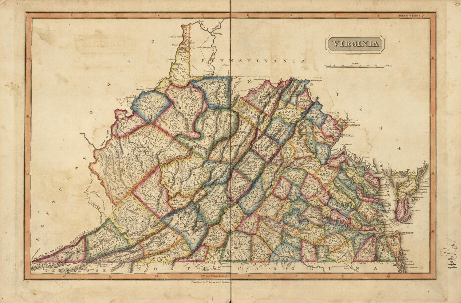 This old map of Virginia from a New and Elegant General Atlas, Containing Maps of Each of the United States. from 1817 was created by Henry Schenck Tanner in 1817