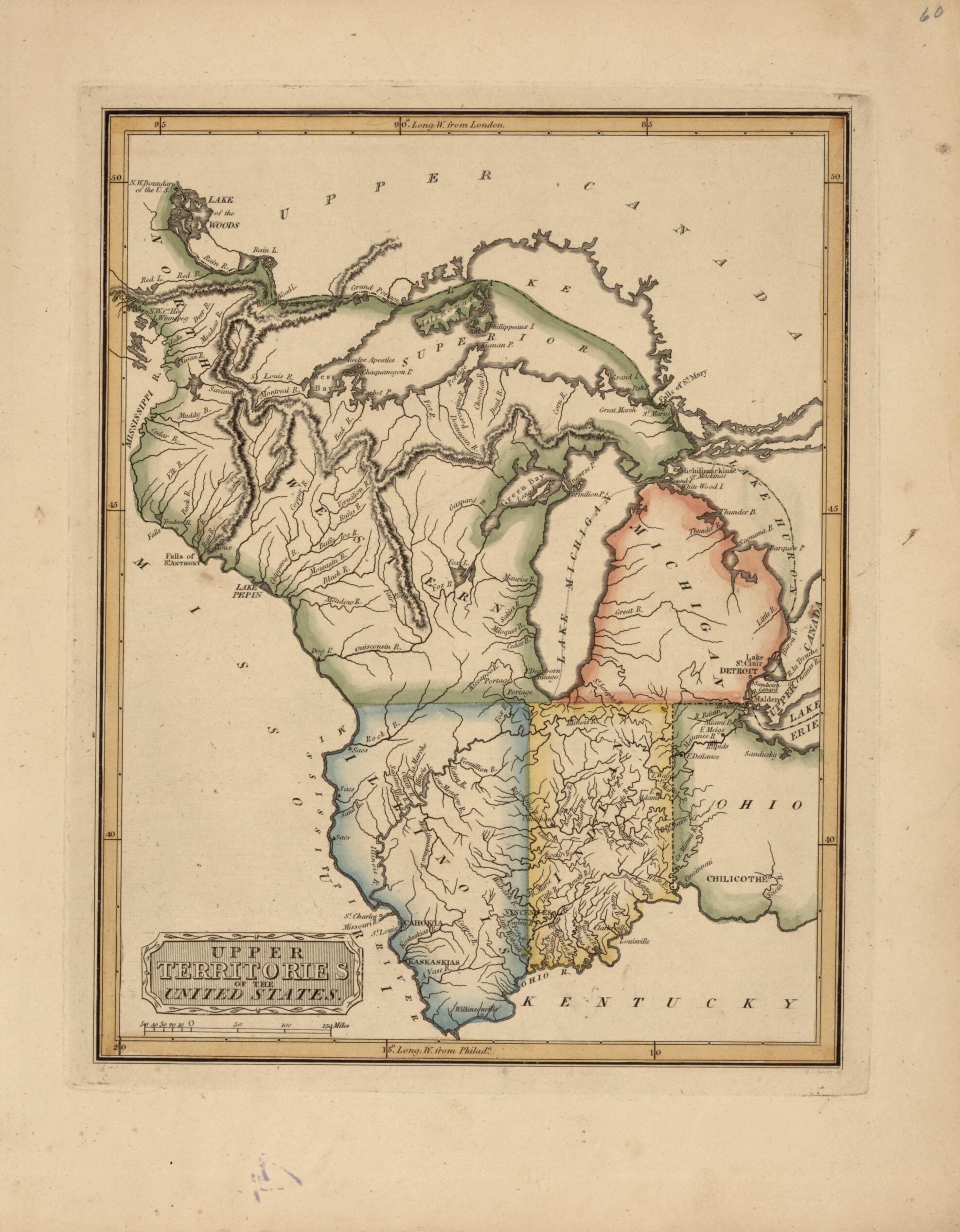 This old map of Upper Territories of the United States from a New and Elegant General Atlas, Containing Maps of Each of the United States  from 1817 was created by Henry Schenck Tanner in 1817