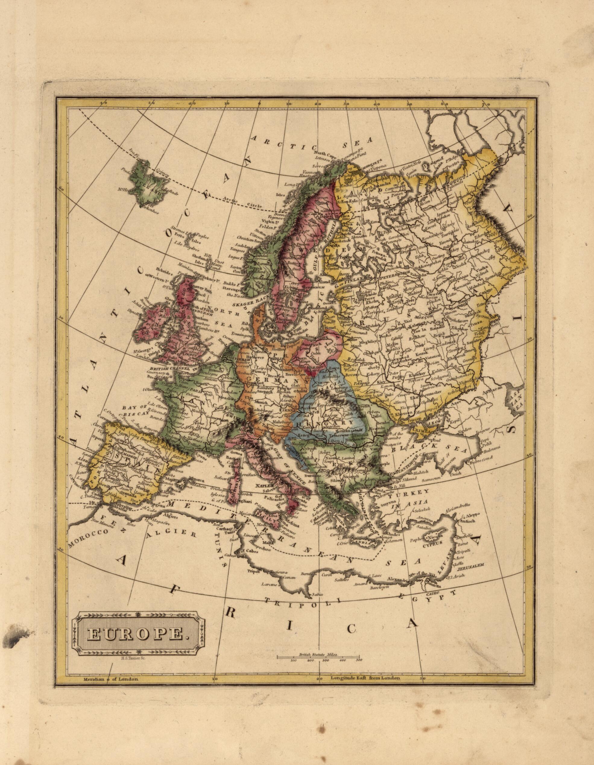 This old map of Europe from a New and Elegant General Atlas, Containing Maps of Each of the United States  from 1817 was created by Henry Schenck Tanner in 1817
