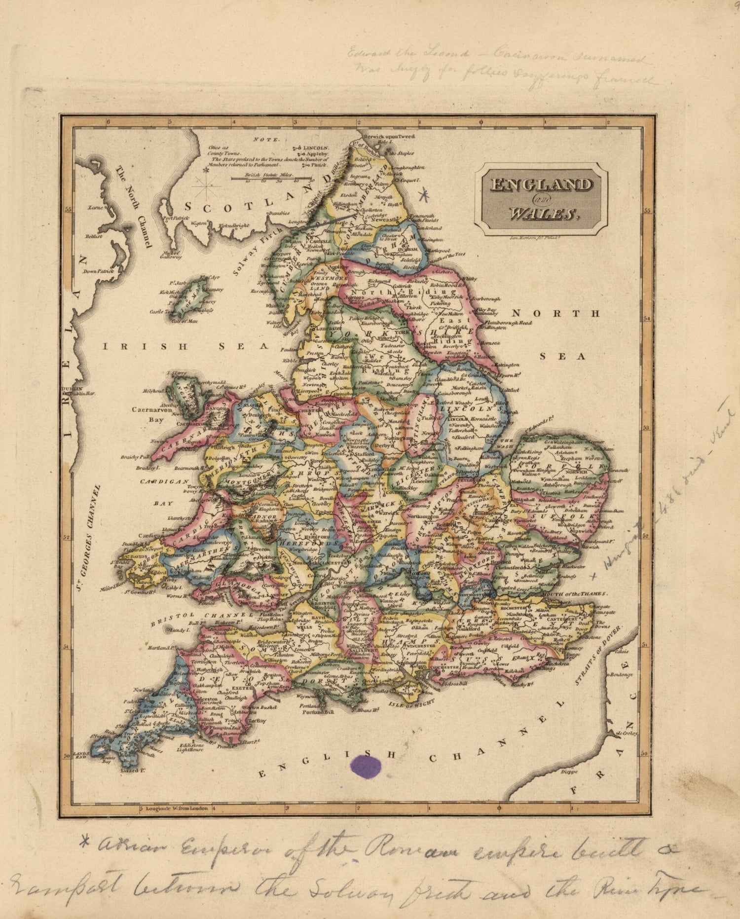 This old map of England and Wales from a New and Elegant General Atlas, Containing Maps of Each of the United States  from 1817 was created by Henry Schenck Tanner in 1817