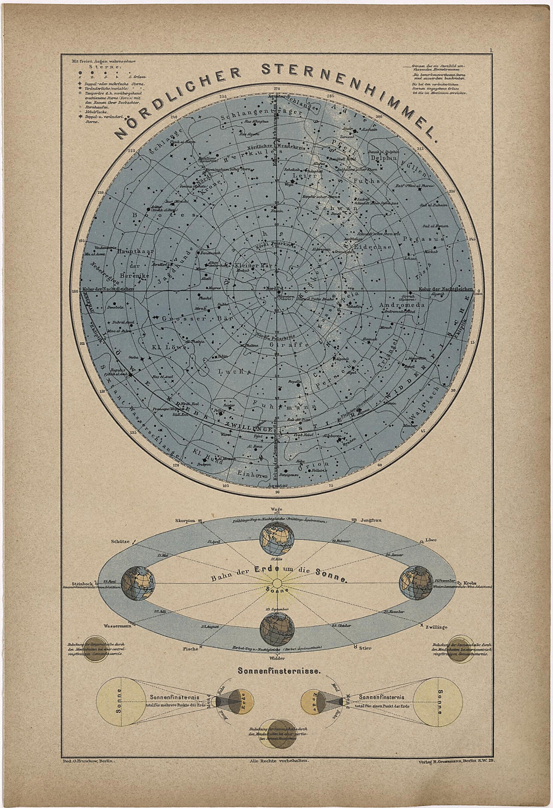This old map of Nordlicher Sternehimmel from Neuer Grosser Hand-Atlas from 1894 was created by  Verlag Von R. Grossmann in 1894