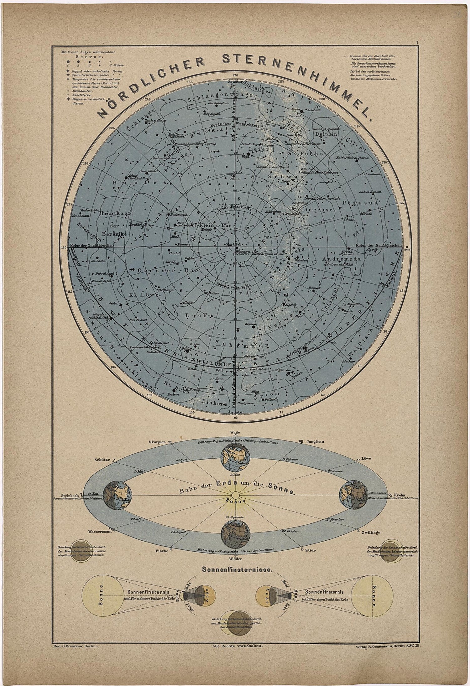 This old map of Nordlicher Sternehimmel from Neuer Grosser Hand-Atlas from 1894 was created by  Verlag Von R. Grossmann in 1894