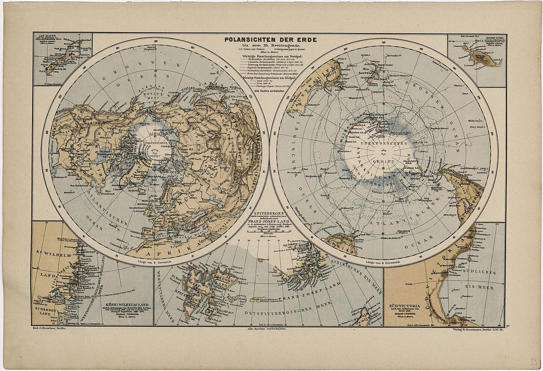 This old map of Polansichten Der Erde from Neuer Grosser Hand-Atlas from 1894 was created by  Verlag Von R. Grossmann in 1894