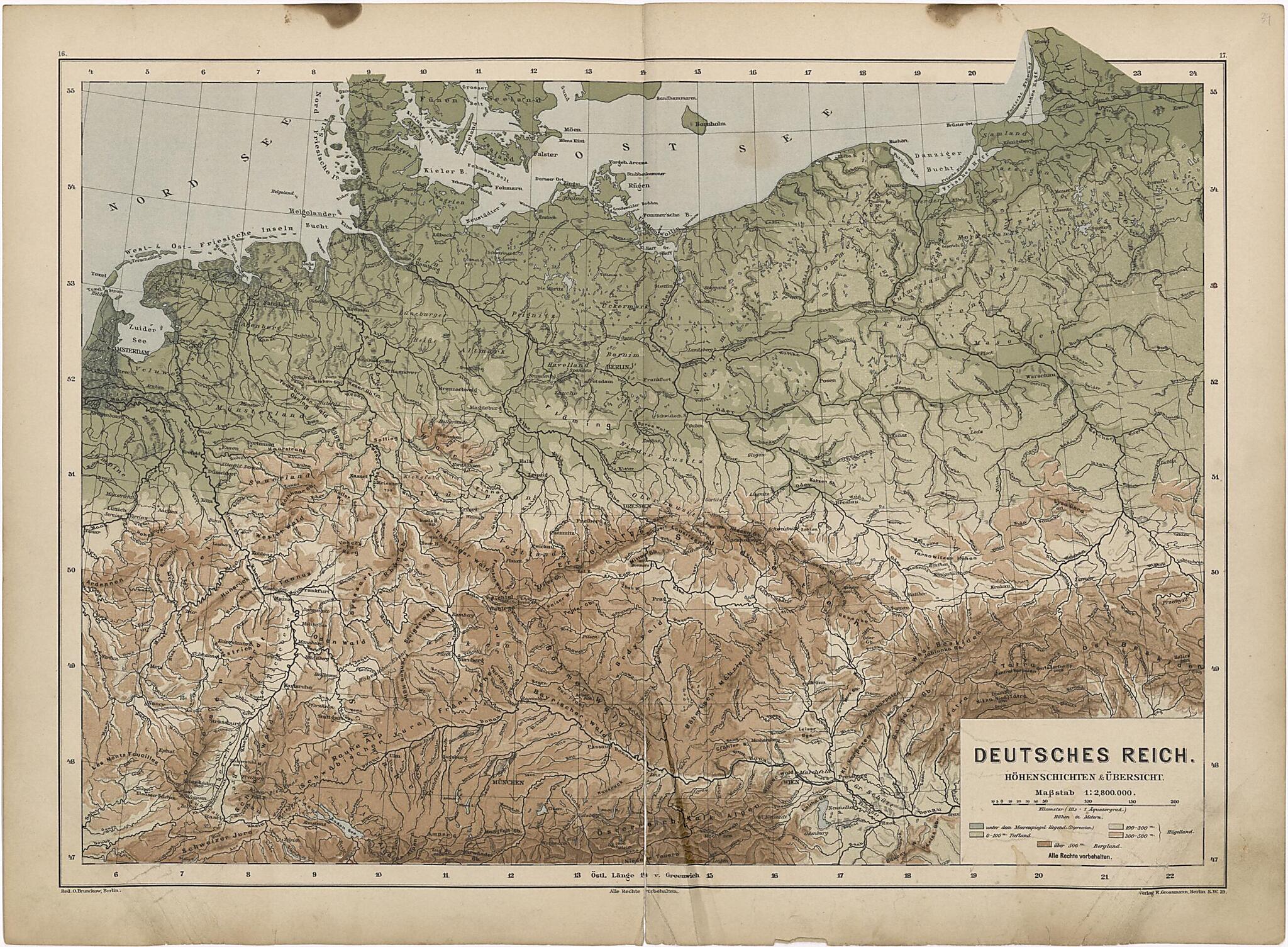 This old map of Deutsches Reich from Neuer Grosser Hand-Atlas from 1894 was created by  Verlag Von R. Grossmann in 1894