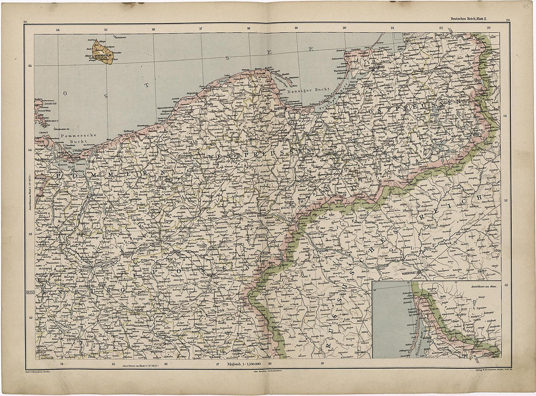 This old map of Deutsches Reich, Blatt 2. from Neuer Grosser Hand-Atlas from 1894 was created by  Verlag Von R. Grossmann in 1894