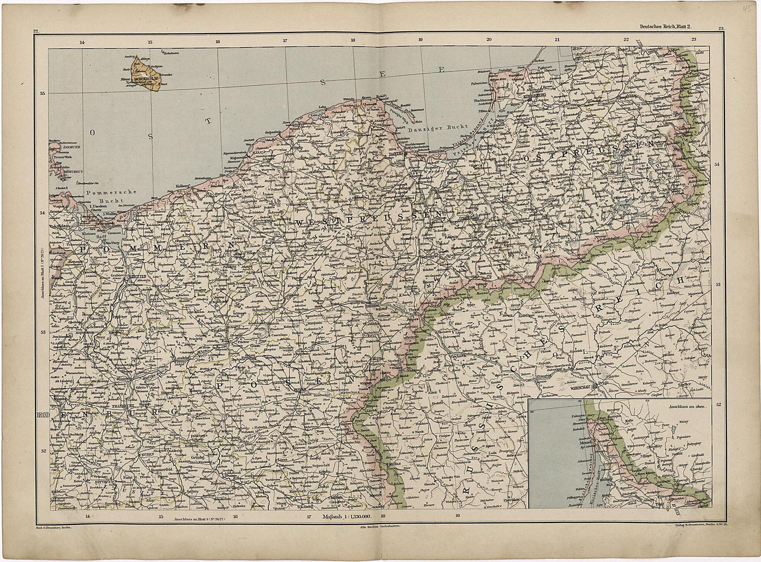 This old map of Deutsches Reich, Blatt 2. from Neuer Grosser Hand-Atlas from 1894 was created by  Verlag Von R. Grossmann in 1894