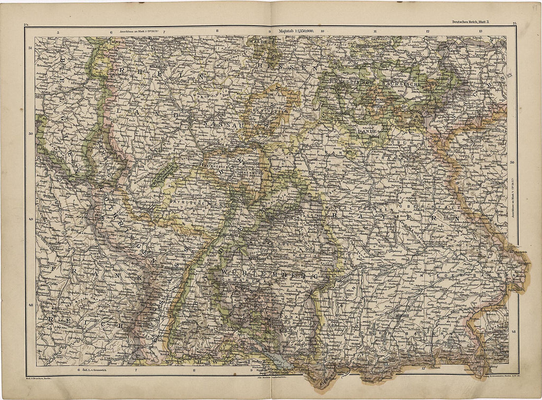 This old map of Deutsches Reich, Blatt 3. from Neuer Grosser Hand-Atlas from 1894 was created by  Verlag Von R. Grossmann in 1894