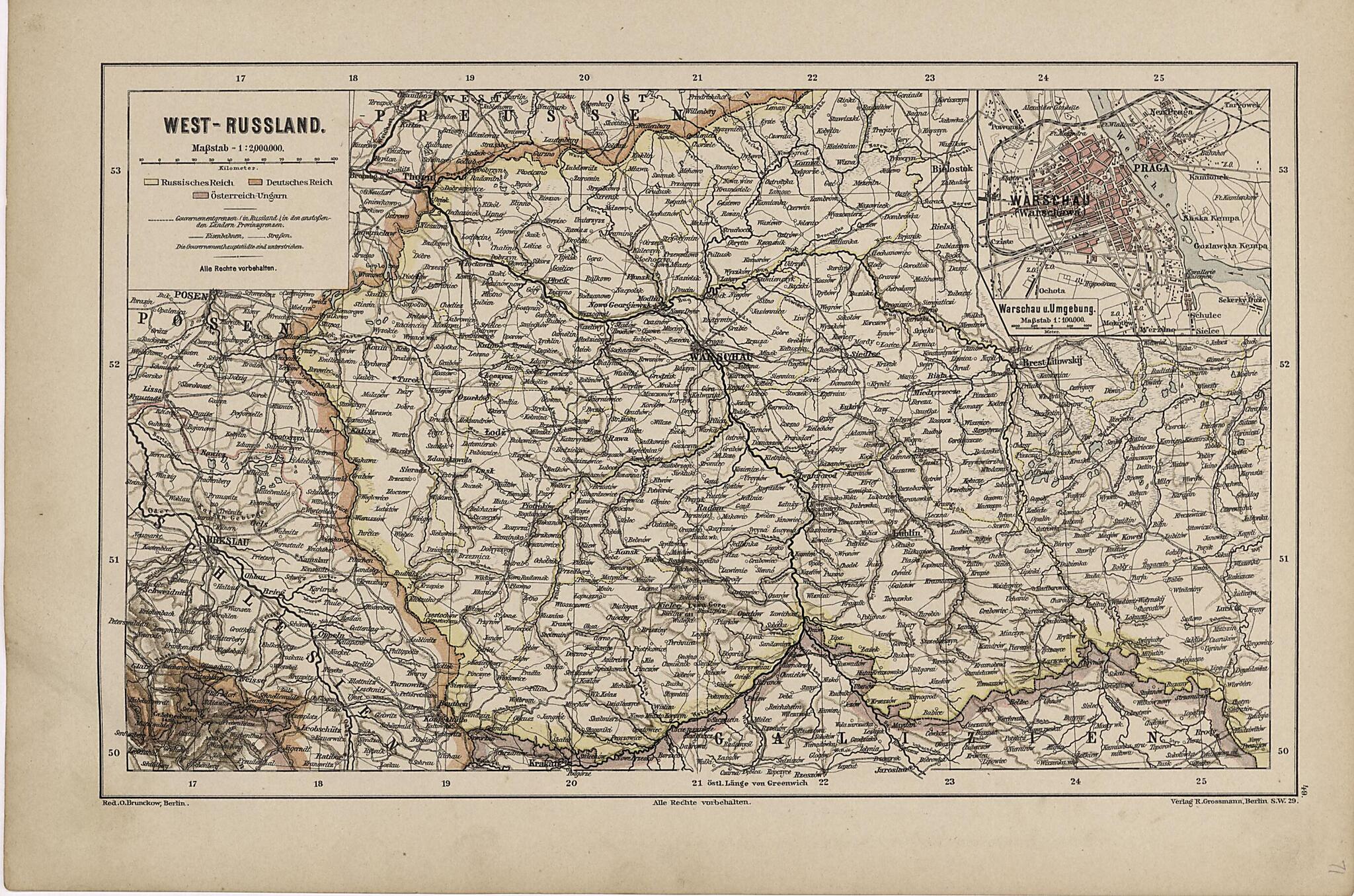 This old map of West- Russland from Neuer Grosser Hand-Atlas from 1894 was created by  Verlag Von R. Grossmann in 1894