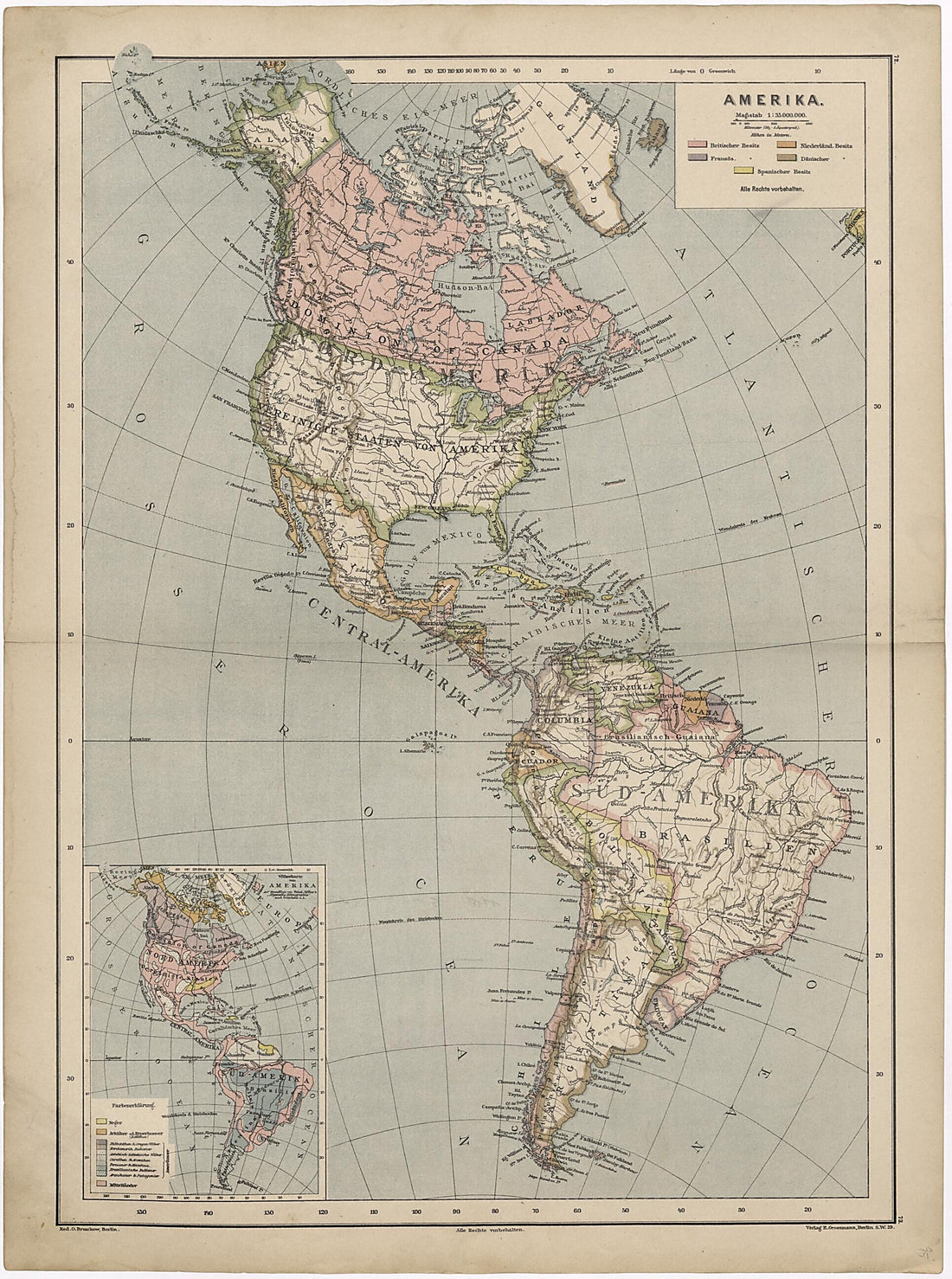 This old map of Amerika from Neuer Grosser Hand-Atlas from 1894 was created by  Verlag Von R. Grossmann in 1894