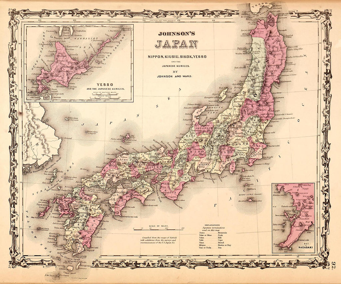 This old map of Japan from Family Atlas from 1862 was created by A. J. (Alvin Jewett) Johnson in 1862