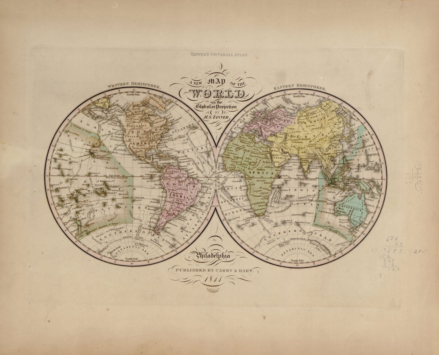 This hand drawn map of World from Tanner&