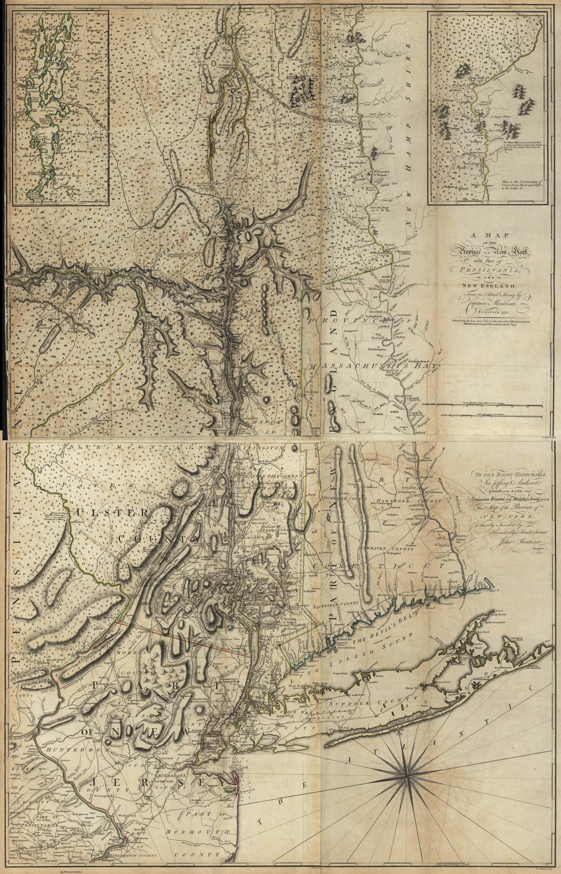 This old map of A Map of the Province of New York With Part of Pensylvania and New England from the North American Atlas, Selected from the Most Authentic Maps, Charts, Plans, &amp;c. Hitherto Published. from 1777 was created by Thomas Jefferys in 1777