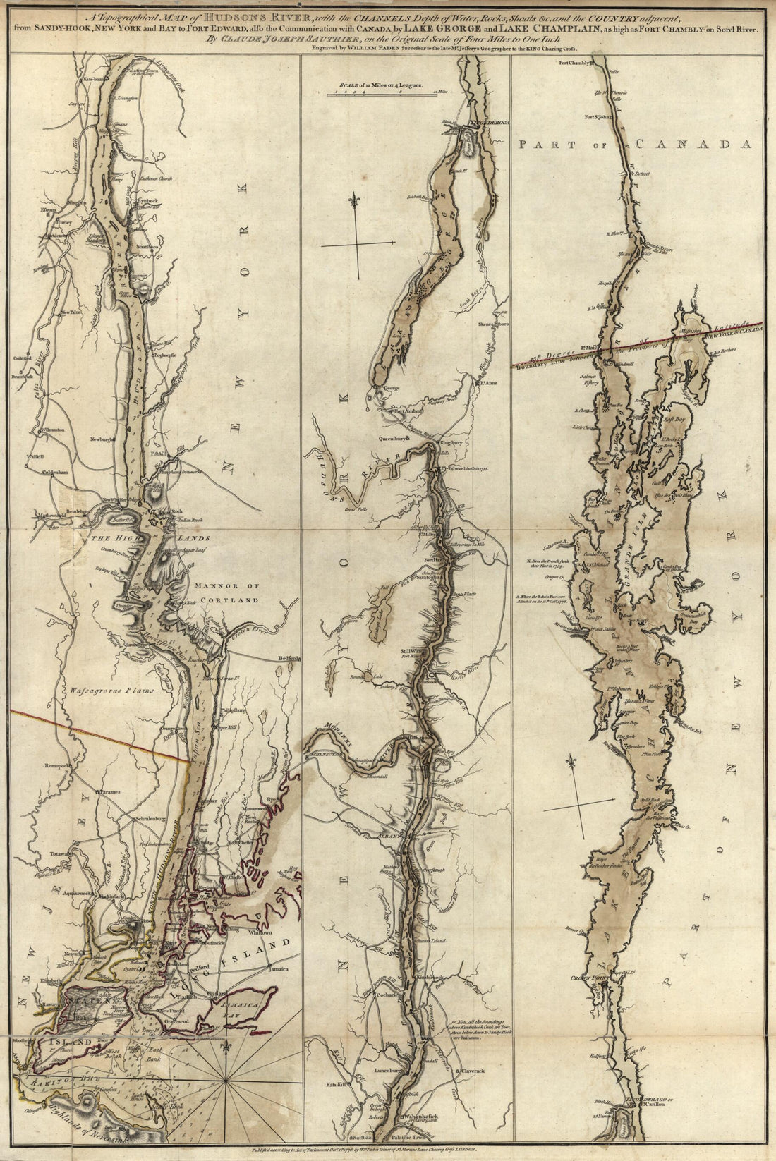This old map of A Topographical Map of Hudsons RiverLake George and Lake Champlain from the North American Atlas, Selected from the Most Authentic Maps, Charts, Plans, &amp;c. Hitherto Published. from 1777 was created by Thomas Jefferys in 1777
