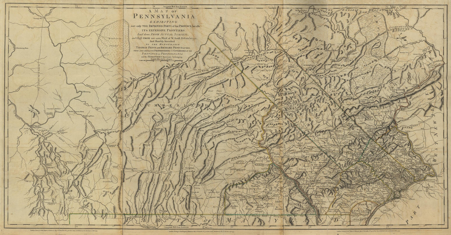 This old map of A Map of Pennsylvania from the North American Atlas, Selected from the Most Authentic Maps, Charts, Plans, &amp;c. Hitherto Published. from 1777 was created by Thomas Jefferys in 1777