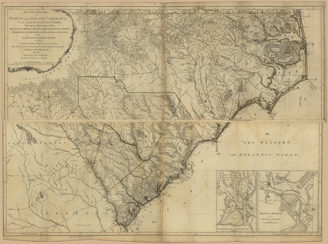 This old map of An Accurate Map of North and South Carolina from the North American Atlas, Selected from the Most Authentic Maps, Charts, Plans, &amp;c. Hitherto Published. from 1777 was created by Thomas Jefferys in 1777