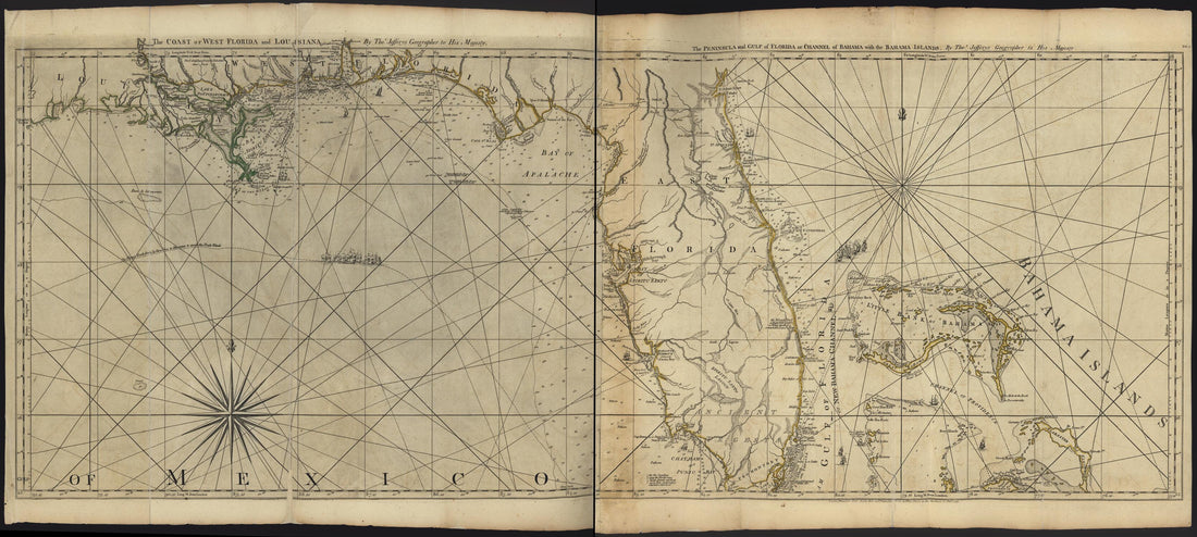 This old map of Coast of West Florida &amp; Louisiana/Peninsula and Gulf of Florida Bahama from the North American Atlas, Selected from the Most Authentic Maps, Charts, Plans, &amp;c. Hitherto Published. from 1777 was created by Thomas Jefferys in 1777