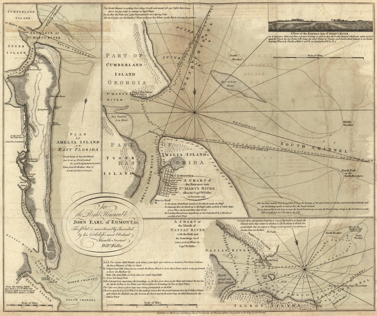 Plan of Amelia Island In East Florida from the North American Atlas, Selected from the Most Authentic Maps, Charts, Plans, &amp;c. Hitherto Published. 1777 by Relic Map Company