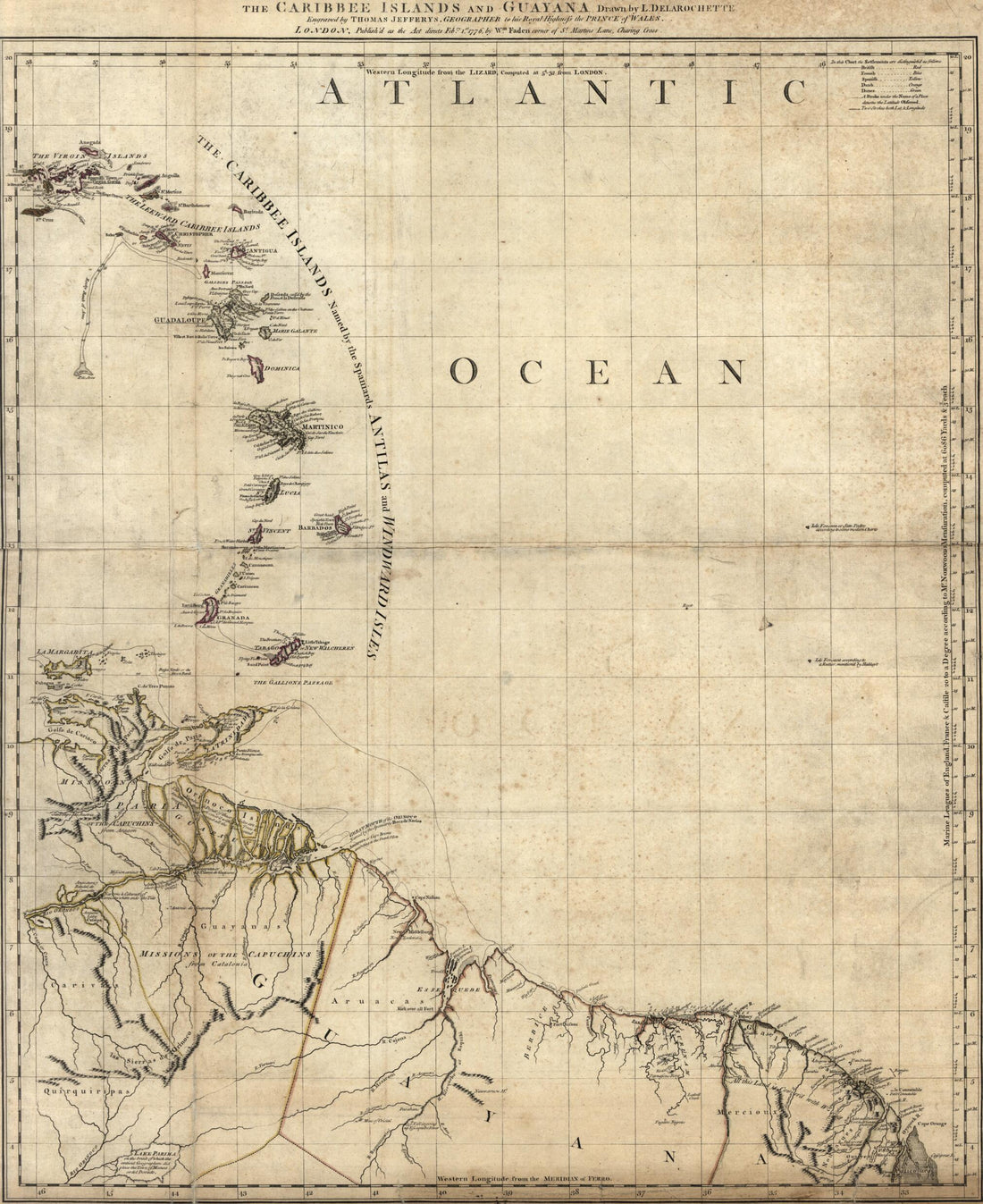 This old map of The Caribee Islands and Guyana from the North American Atlas, Selected from the Most Authentic Maps, Charts, Plans, &amp;c. Hitherto Published. from 1777 was created by Thomas Jefferys in 1777