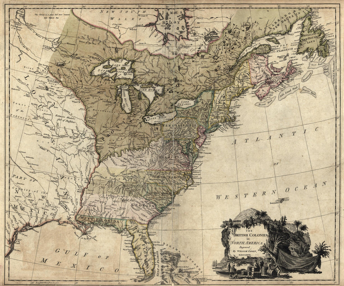 This old map of The British Colonies In North America from the North American Atlas, Selected from the Most Authentic Maps, Charts, Plans, &c. Hitherto Published. from 1777 was created by Thomas Jefferys in 1777