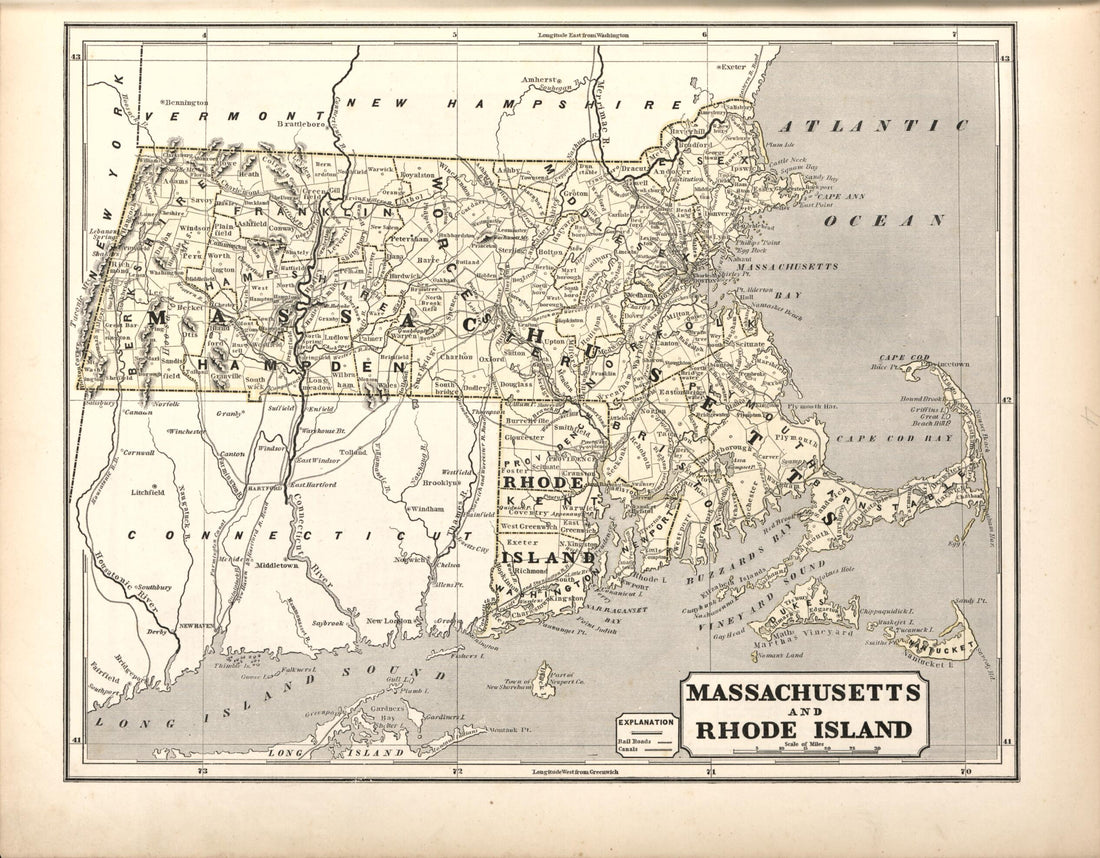 This old map of Massachusetts &amp; Rhode Island from Morse&
