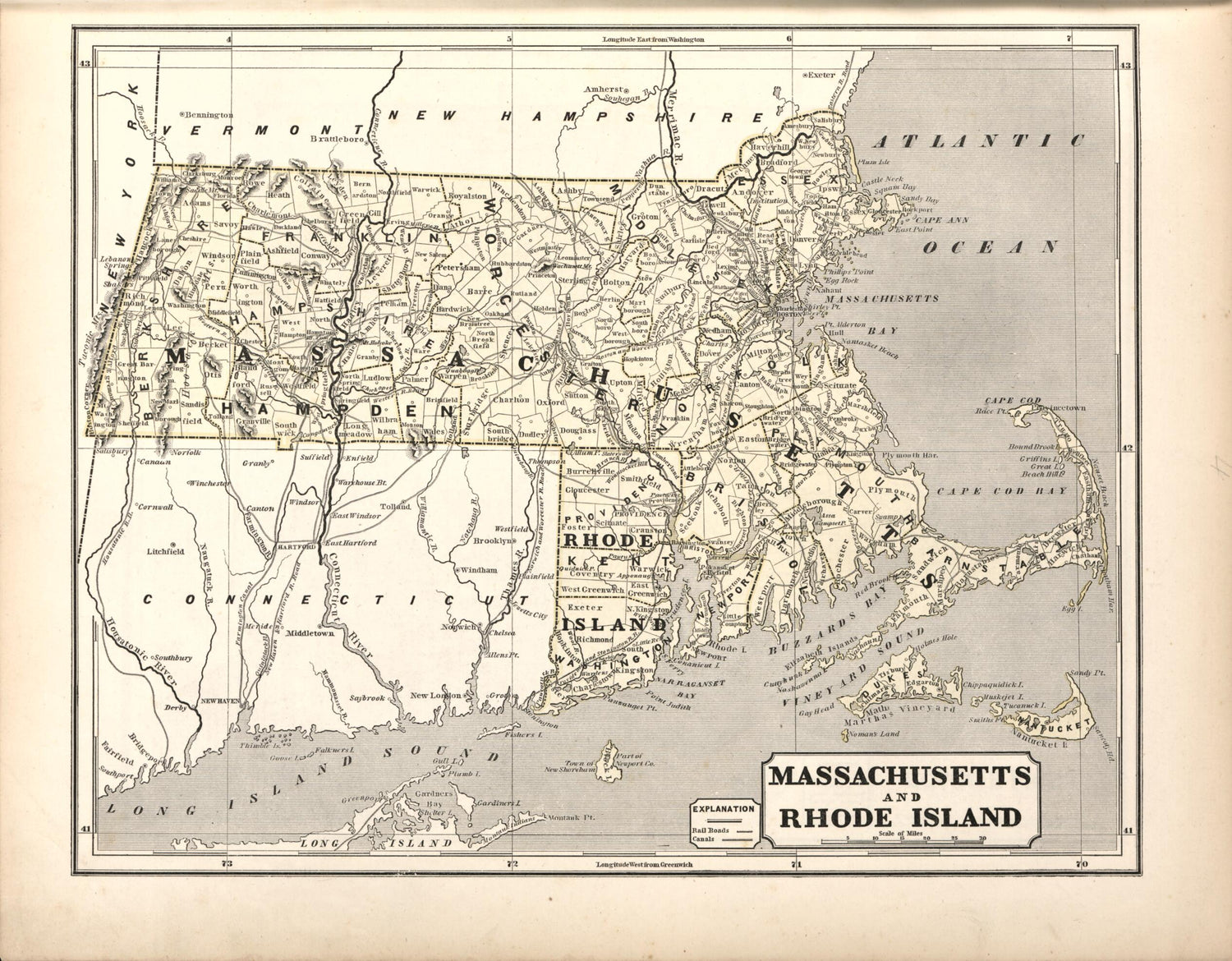 This old map of Massachusetts &amp; Rhode Island from Morse&