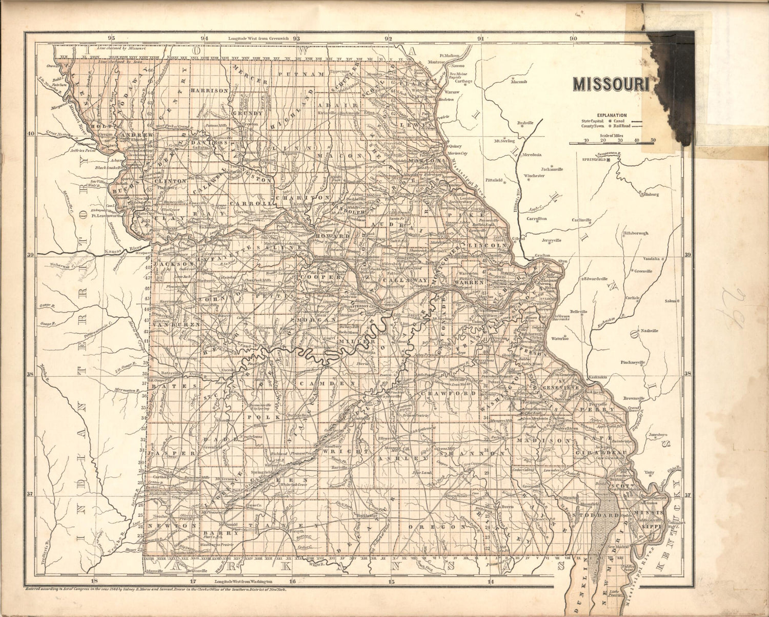 This old map of Missouri from Morse&