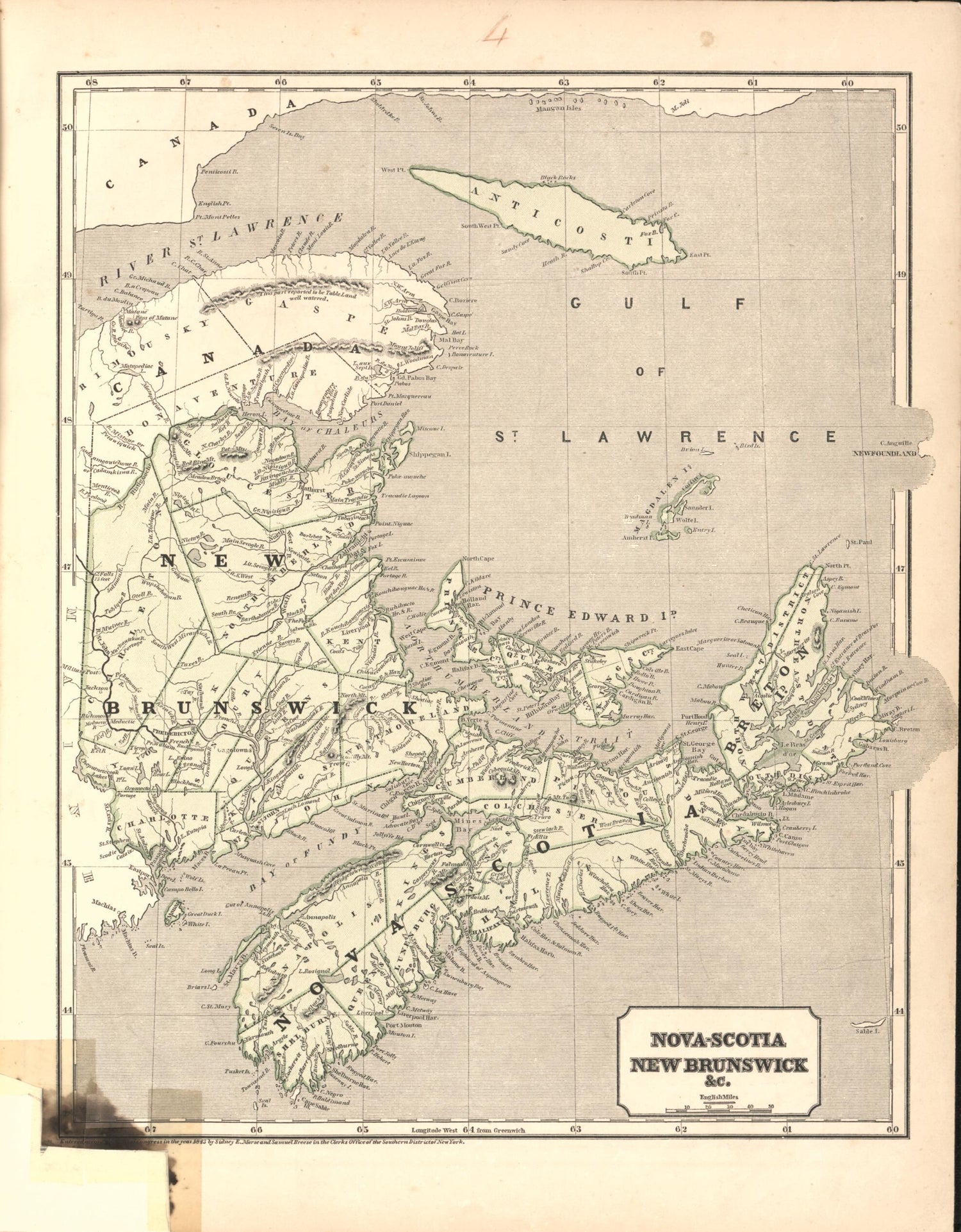 This old map of Nova Scotia New Brunswick &amp;c. from Morse&