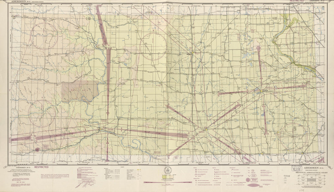 This old map of Aberdeen, SD -W-5 - May 1944 from Sectional Aeronautical Charts from 1927 was created by  United States. Federal Aviation Administration in 1927