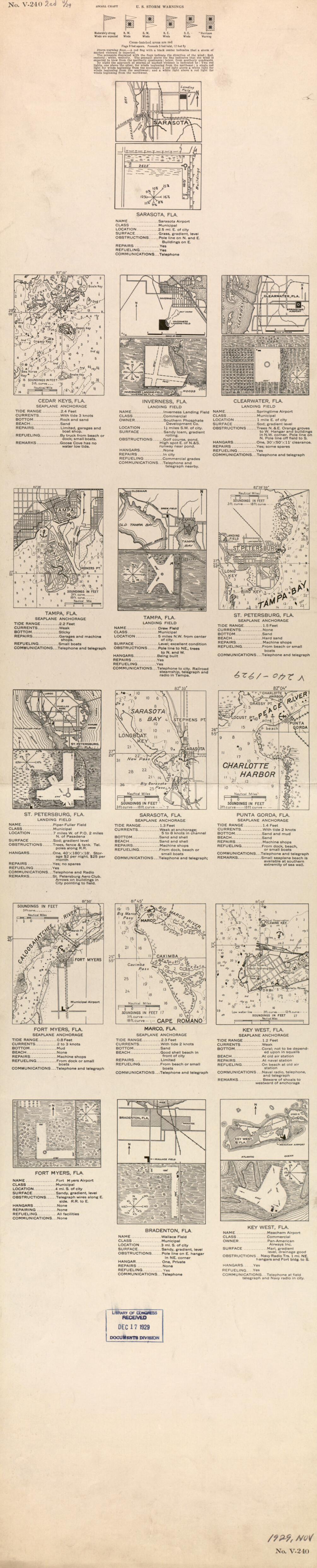 This old map of No. V-240 Key West - Cedar Keys, FL, 2nd Ed. from Sectional Aeronautical Charts from 1927 was created by  United States. Federal Aviation Administration in 1927