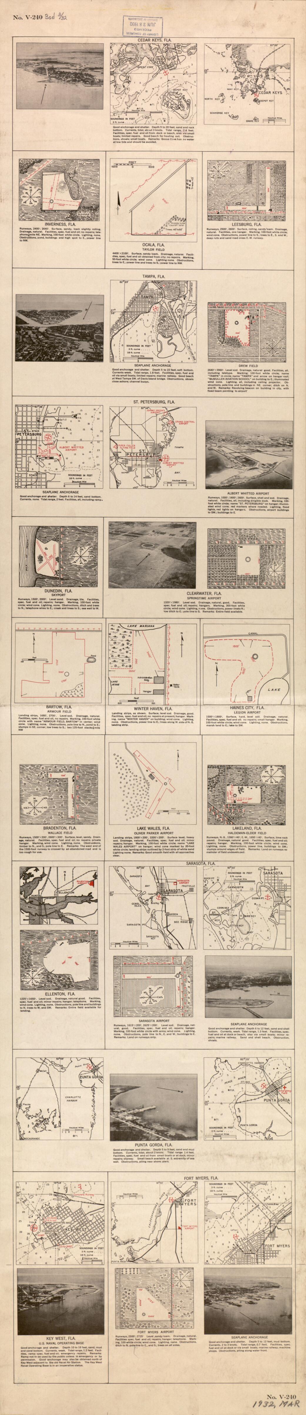 This old map of No. V-240 Key West - Cedar Keys, FL, 3rd Ed. from Sectional Aeronautical Charts from 1927 was created by  United States. Federal Aviation Administration in 1927