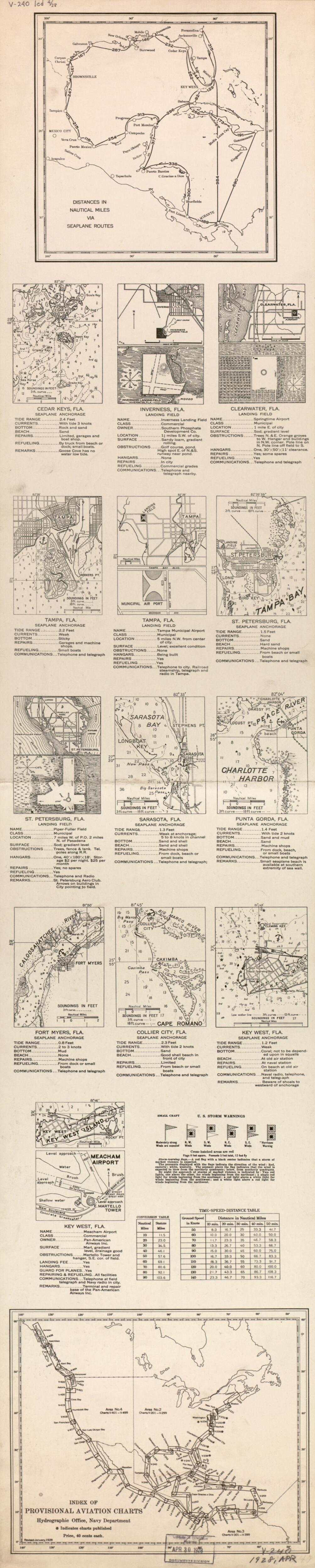 This old map of No. V-240 Key West - Cedar Keys, FL, 1st Ed. from Sectional Aeronautical Charts from 1927 was created by  United States. Federal Aviation Administration in 1927