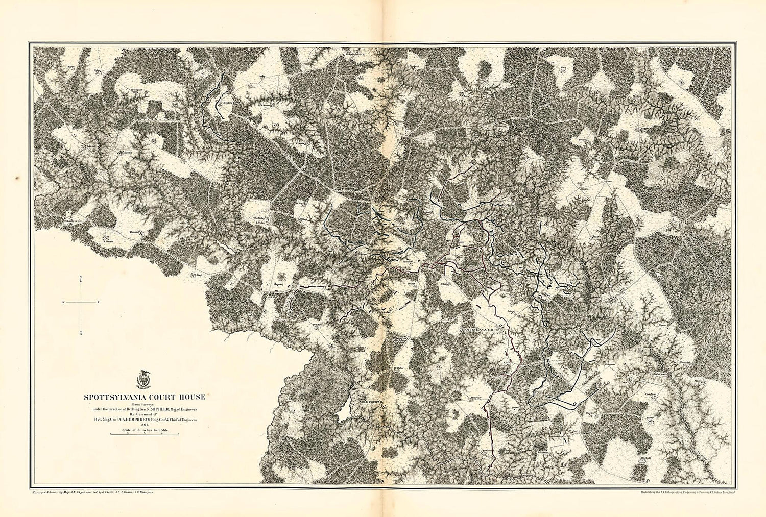 This old map of Spottsylvania Court House from Military Maps Illustrating the Operations of the Armies of the Potomac &amp; James, May 4th 1864 to April 9th 1865. from 1869 was created by  United States. Army. Corps of Engineers in 1869