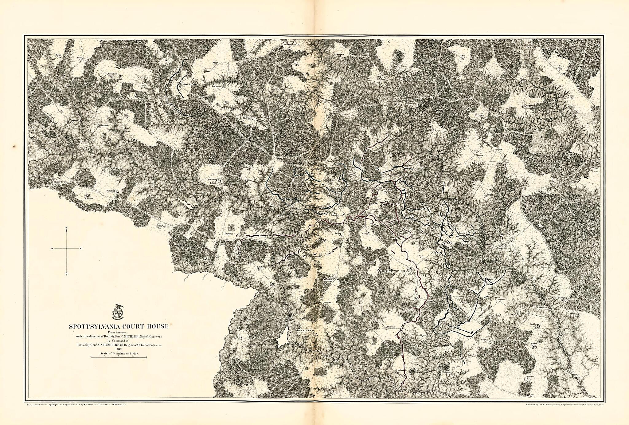 This old map of Spottsylvania Court House from Military Maps Illustrating the Operations of the Armies of the Potomac &amp; James, May 4th 1864 to April 9th 1865. from 1869 was created by  United States. Army. Corps of Engineers in 1869