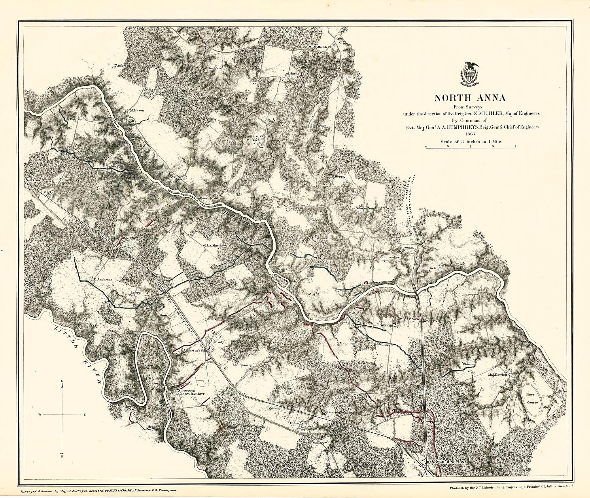 This old map of North Anna from Military Maps Illustrating the Operations of the Armies of the Potomac &amp; James, May 4th 1864 to April 9th 1865. from 1869 was created by  United States. Army. Corps of Engineers in 1869