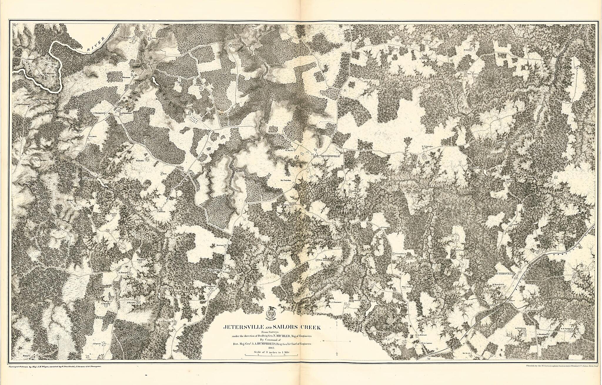This old map of Jetersville and Sailors Creek from Military Maps Illustrating the Operations of the Armies of the Potomac &amp; James, May 4th 1864 to April 9th 1865. from 1869 was created by  United States. Army. Corps of Engineers in 1869