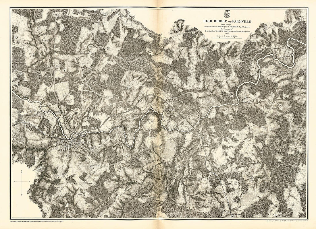 This old map of High Bridge and Farmville from Military Maps Illustrating the Operations of the Armies of the Potomac &amp; James, May 4th 1864 to April 9th 1865. from 1869 was created by  United States. Army. Corps of Engineers in 1869