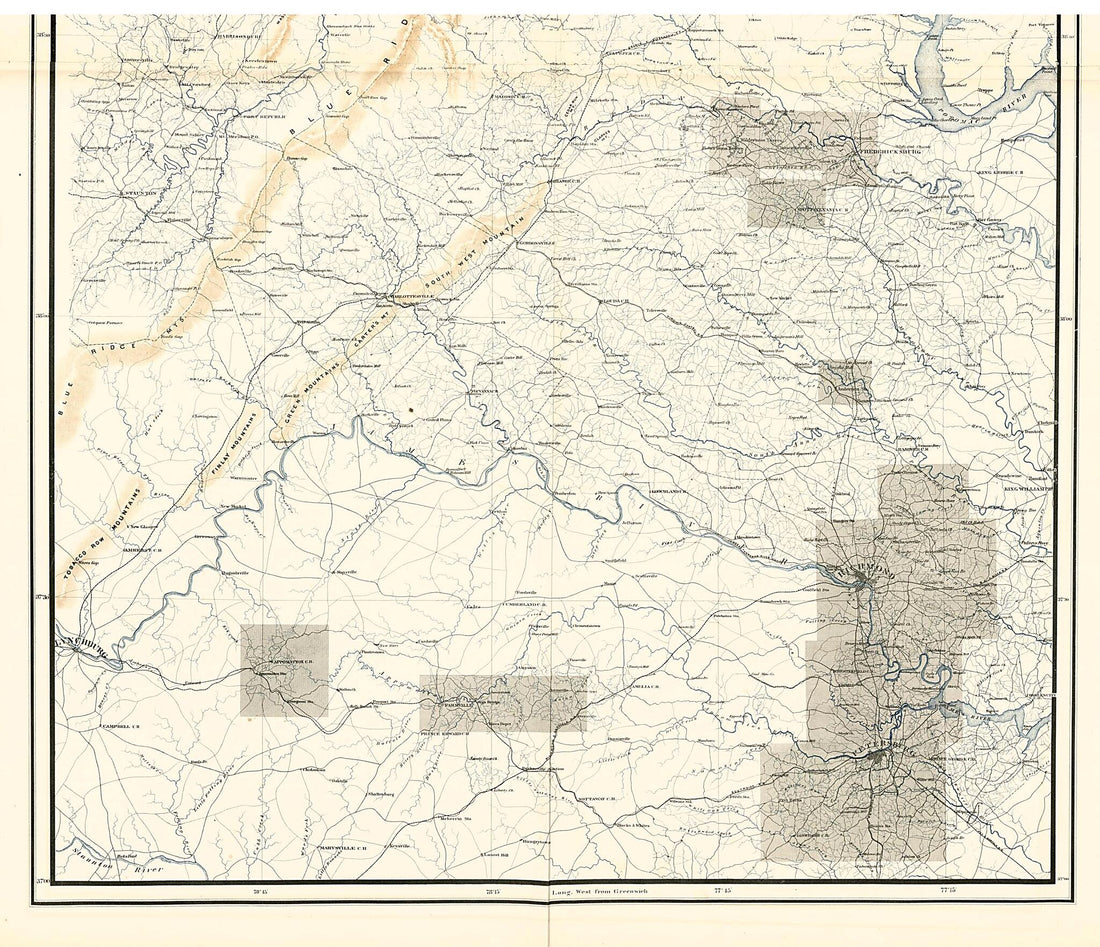 This old map of Map of the Region Between Gettysburg, Pa. and Appomattox Court House, Va. from Military Maps Illustrating the Operations of the Armies of the Potomac &amp; James, May 4th 1864 to April 9th 1865. from 1869 was created by  United States. Army. 
