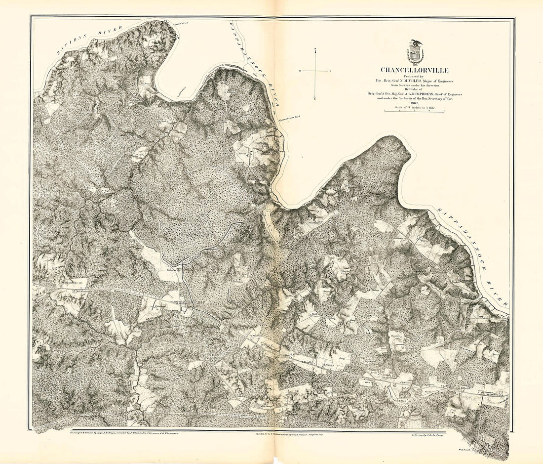 This old map of Chancellorville from Military Maps Illustrating the Operations of the Armies of the Potomac &amp; James, May 4th 1864 to April 9th 1865. from 1869 was created by  United States. Army. Corps of Engineers in 1869