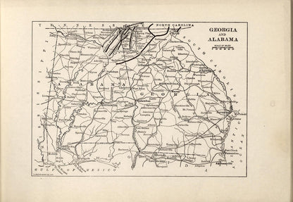 Georgia and Alabama from American Civil War Atlas 1914 by Relic Map Company