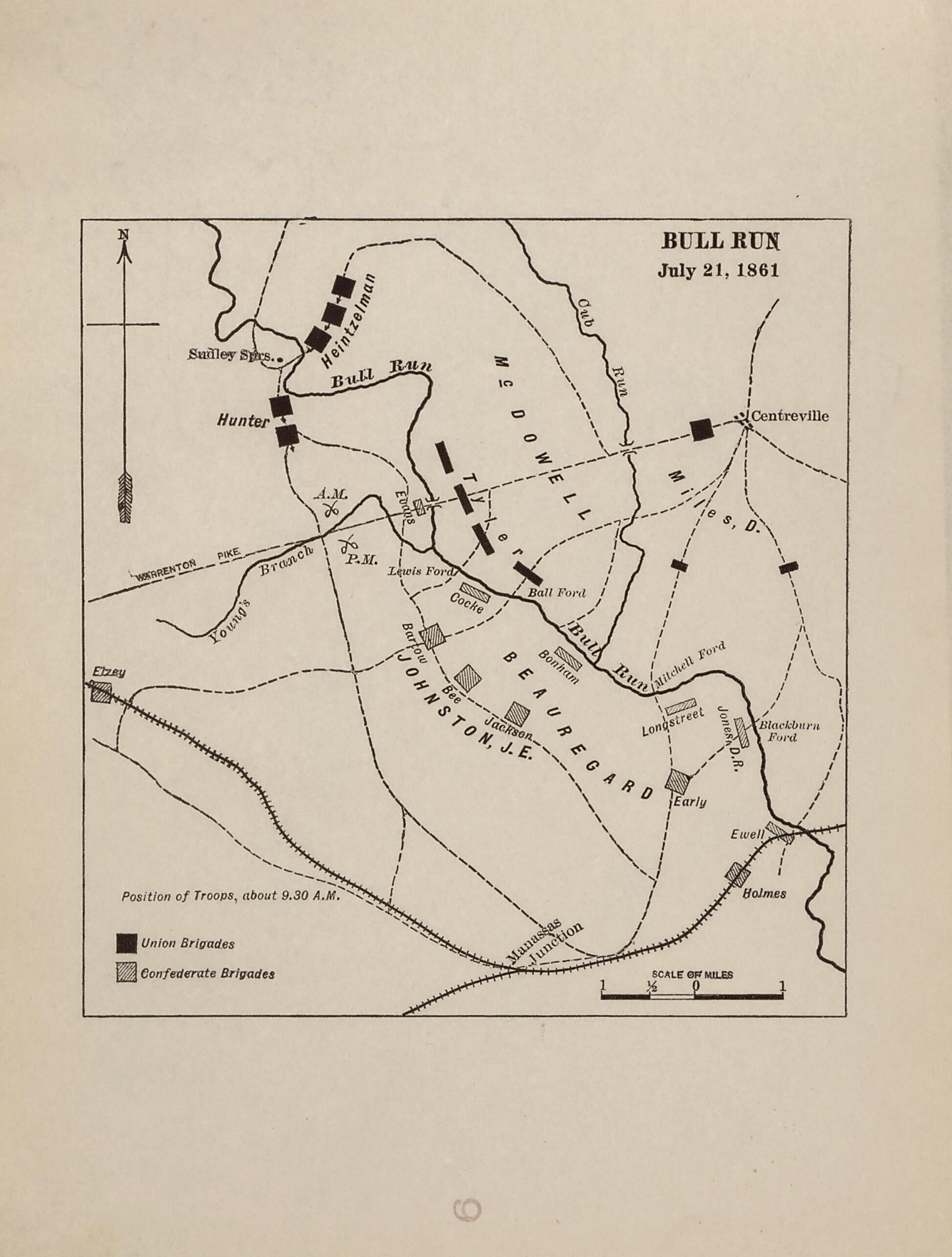 This old map of Bull Run - July 21, 1861 from American Civil War Atlas from 1914 was created by G. J. (Gustav Joseph) Fiebeger in 1914