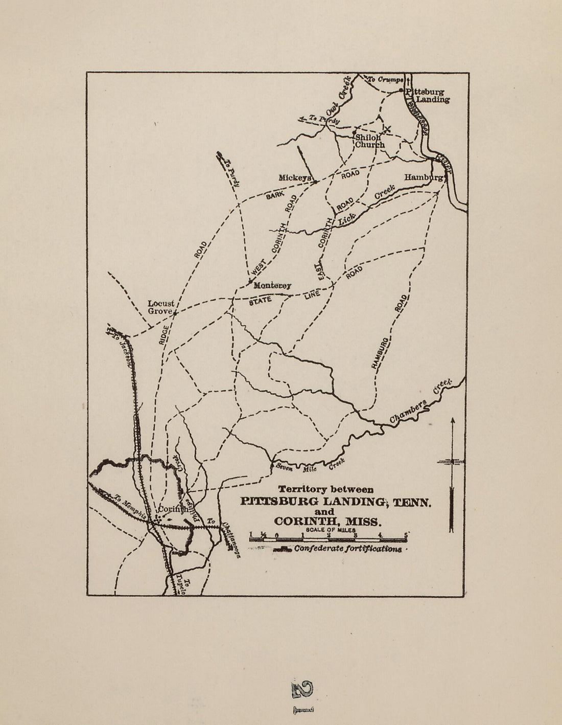 This old map of Territory Between Pittsburg Landing, Tenn. and Corinth, Miss. from American Civil War Atlas from 1914 was created by G. J. (Gustav Joseph) Fiebeger in 1914