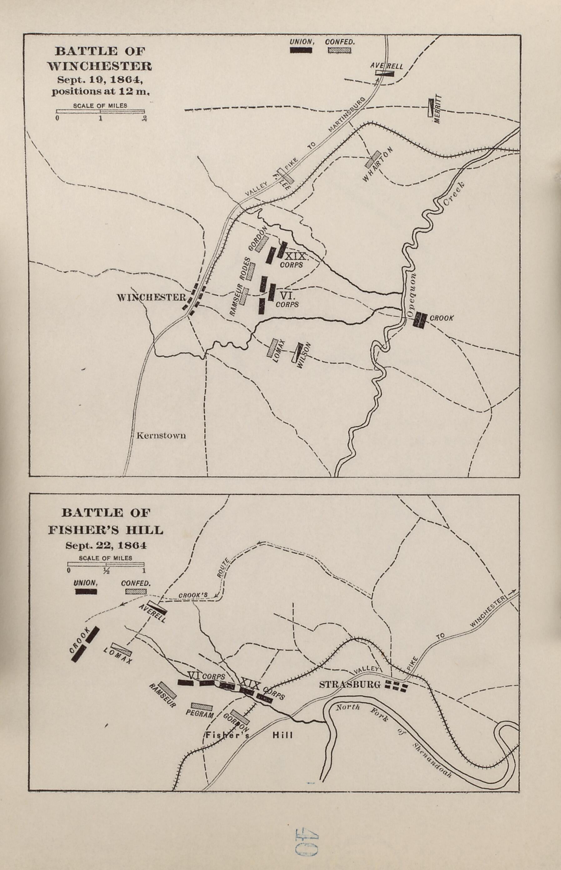 This old map of Battle of Winchester, Battle of Fisher&