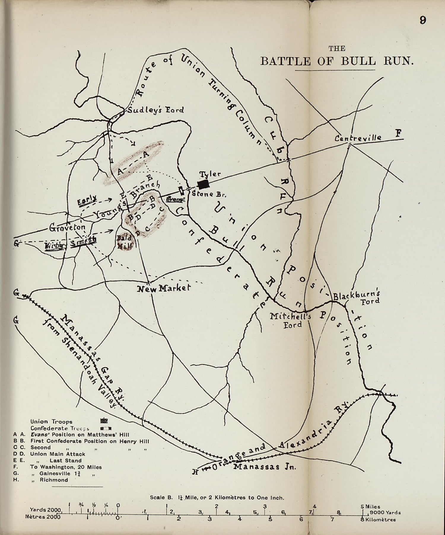 This old map of Battle of Bull Run from the American Civil War--maps. from 1910 was created by John Formby in 1910