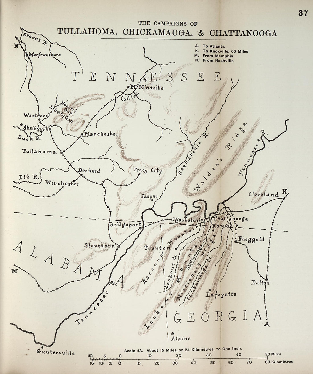 This old map of Campaigns of Tullahoma, Chickamauga, and Chattanooga from the American Civil War--maps. from 1910 was created by John Formby in 1910